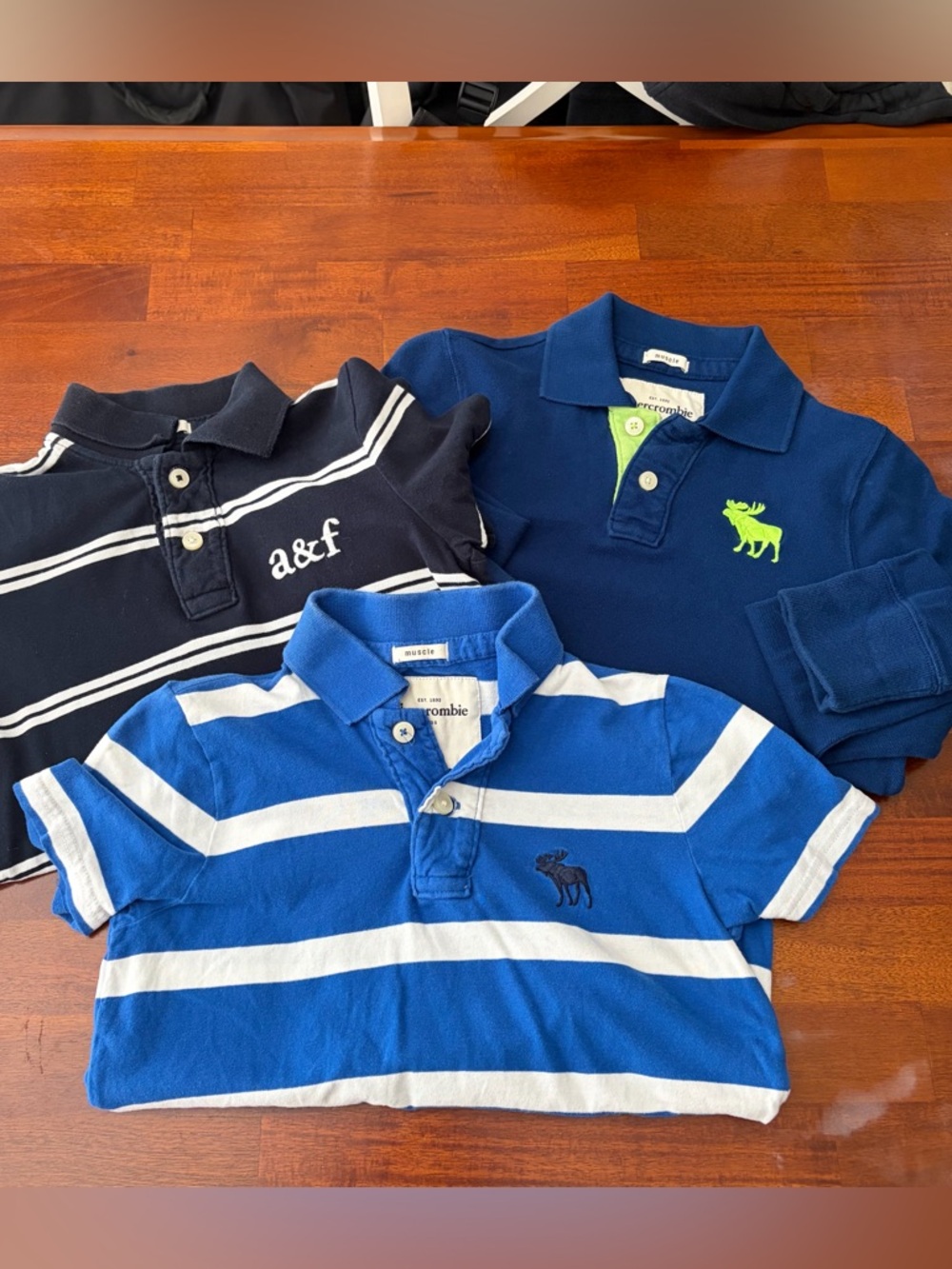 Boys Abercrombie Kids Polo Bundle of 3 Shirts -‎ Long & Short Sleeve Medium